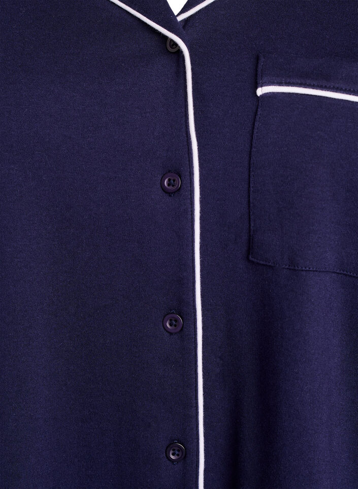 Puuvillainen pyjamapaita rintataskulla, Sininen, Packshot image number 2