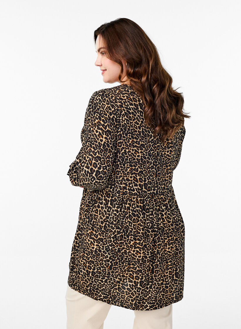 Pitk&auml;hihainen tunika sauman yksityiskohdalla, Ruskea, Model image number 2