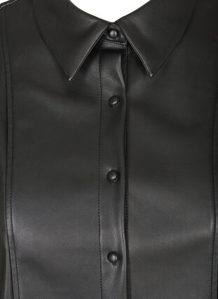 Keinonahkainen paita 3/4-puhvihihoilla, Black, Packshot image number 2