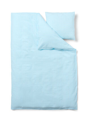 Puuvillainen pussilakanasetti ruuduilla, Blue/White Check, Packshot image number 1