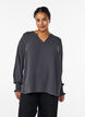 Pusero smock-kalvosimilla ja v-p&auml;&auml;ntiell&auml;, Harmaa, Model image number 0