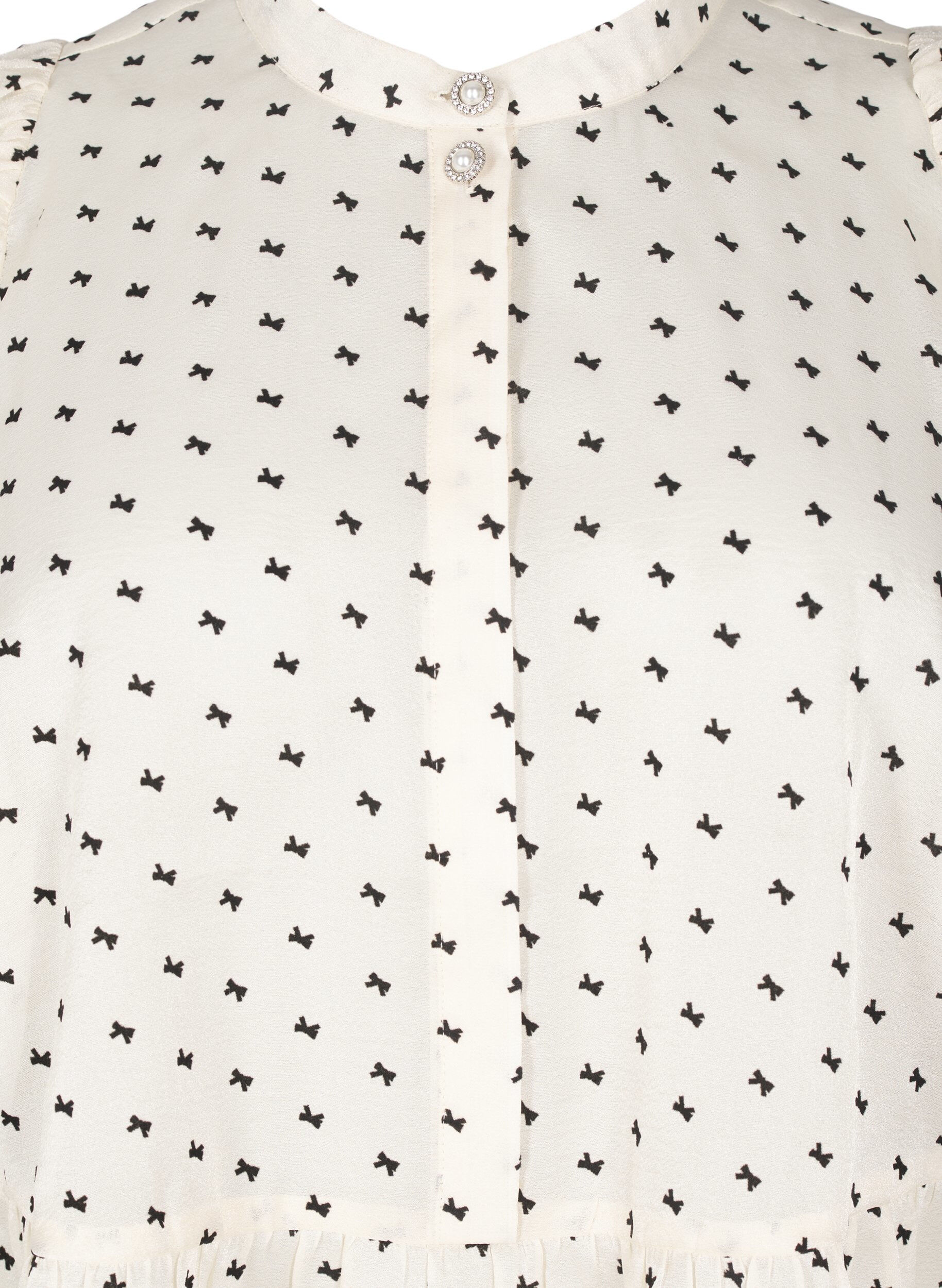 Zizzi Pusero peplumilla ja ruseteilla, Ecru w Bow, Packshot image number 2