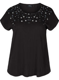 Lyhythihainen t-paita puuvillasta tähtiprintillä, Black STARS