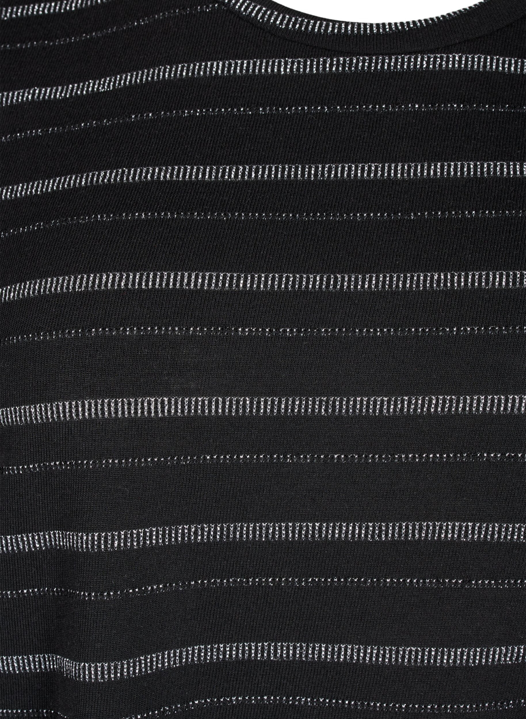 Zizzi T-paita hopeisella glitterill&auml;, Black w. Silver, Packshot image number 2