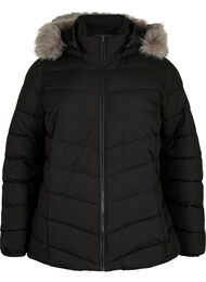 Lyhyt toppatakki hupulla, Musta