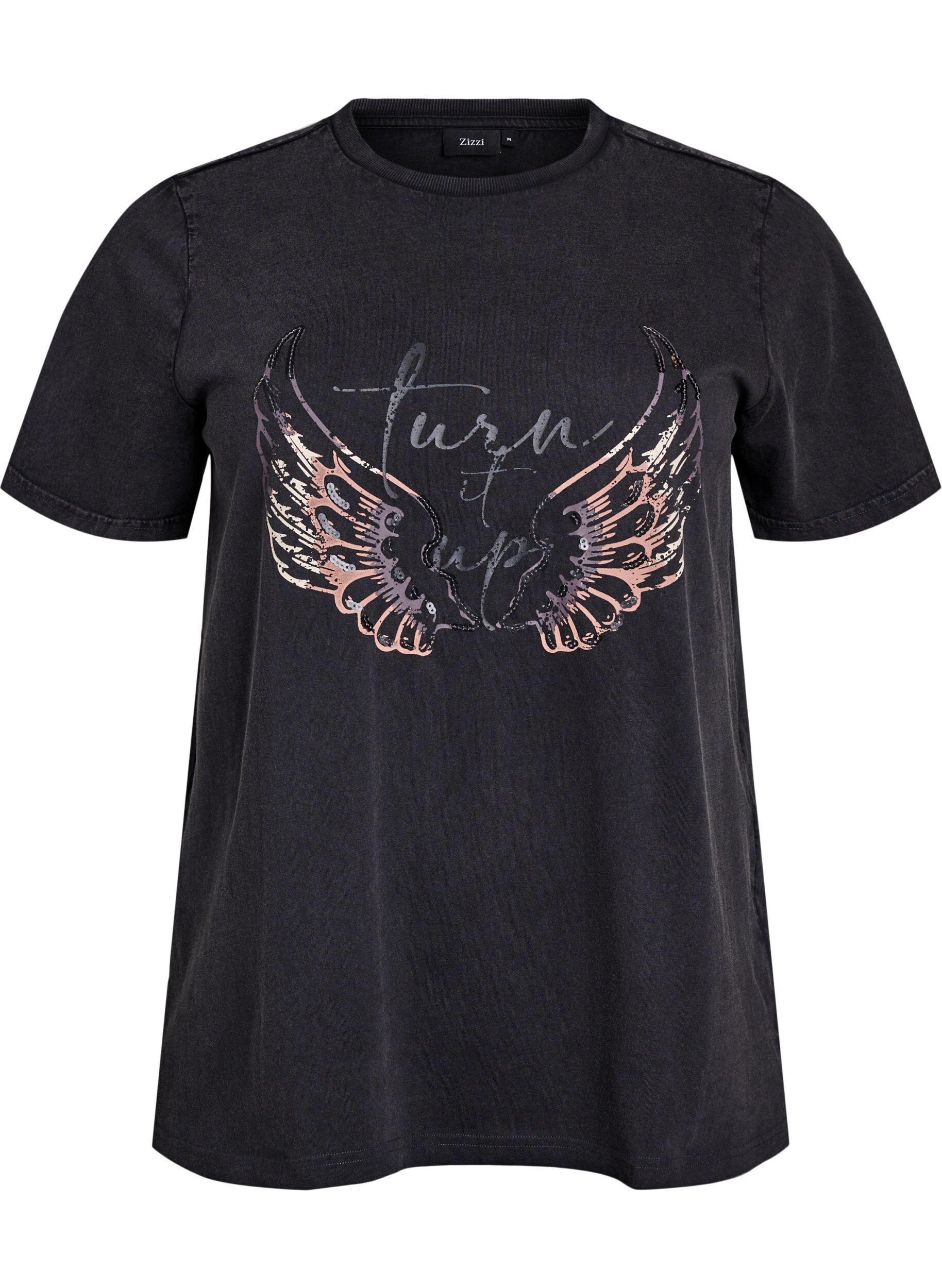 T-paita orgaanisesta puuvillasta n&auml;ytt&auml;v&auml;ll&auml; printill&auml;