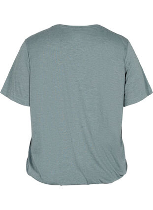 Meleerattu t-paita jostavalla helmalla, Balsam Green Mél, Packshot image number 1