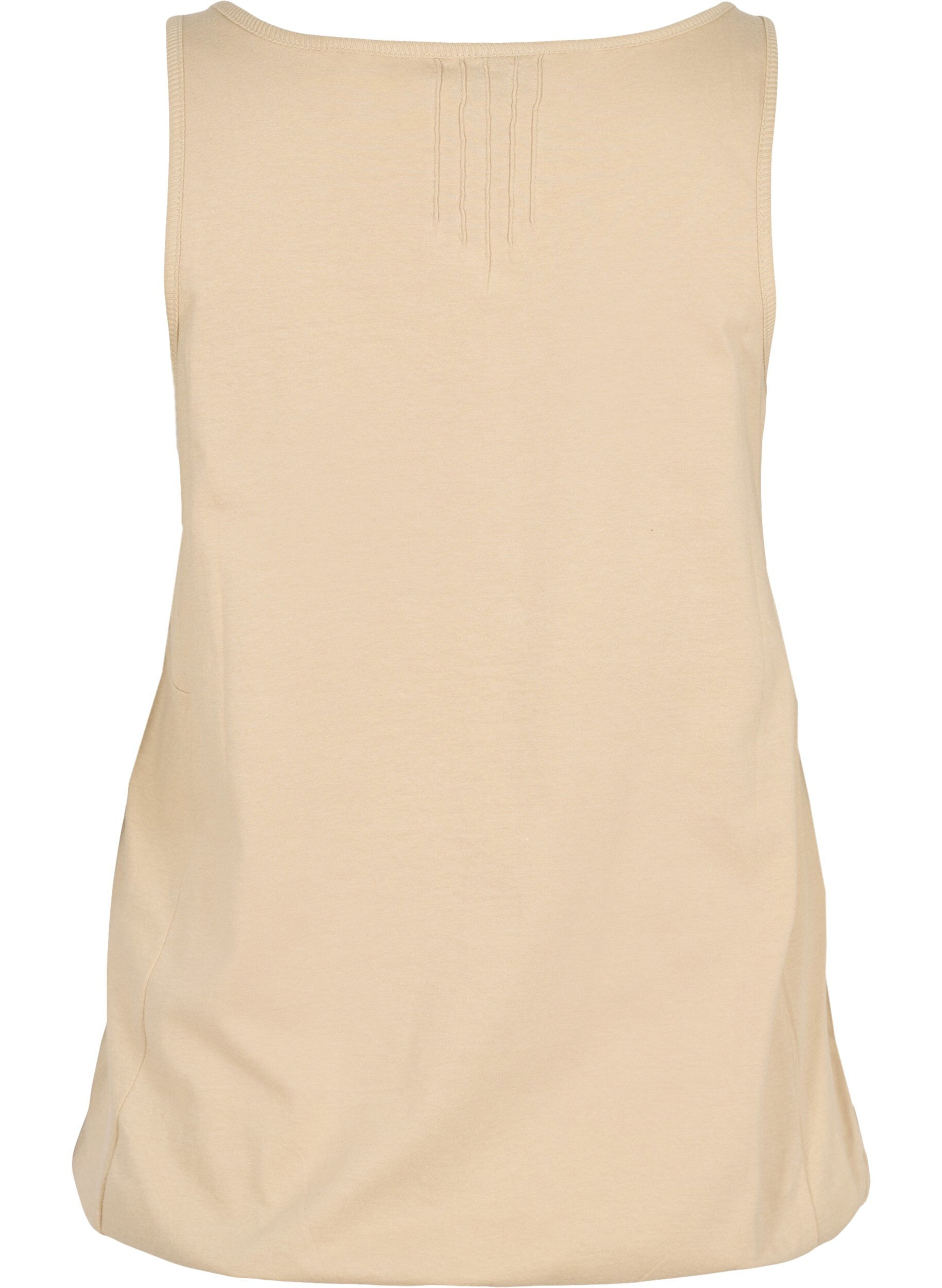 Zizzi Yksiv&auml;rinen puuvillatoppi joustavalla helmalla, Humus, Packshot image number 1