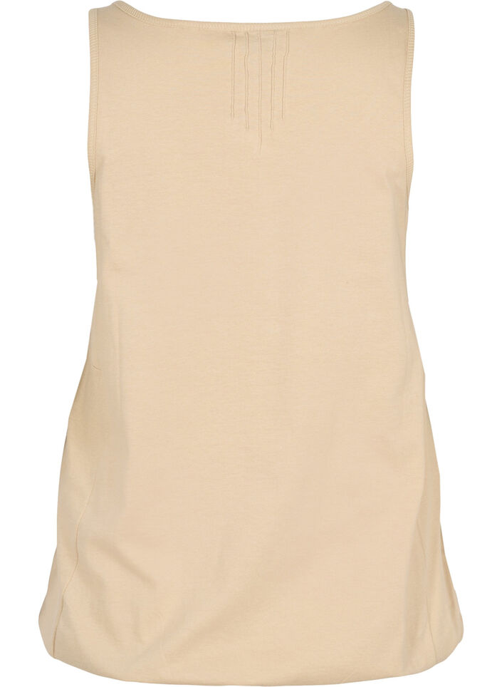 Yksivärinen puuvillatoppi joustavalla helmalla, Humus, Packshot image number 1