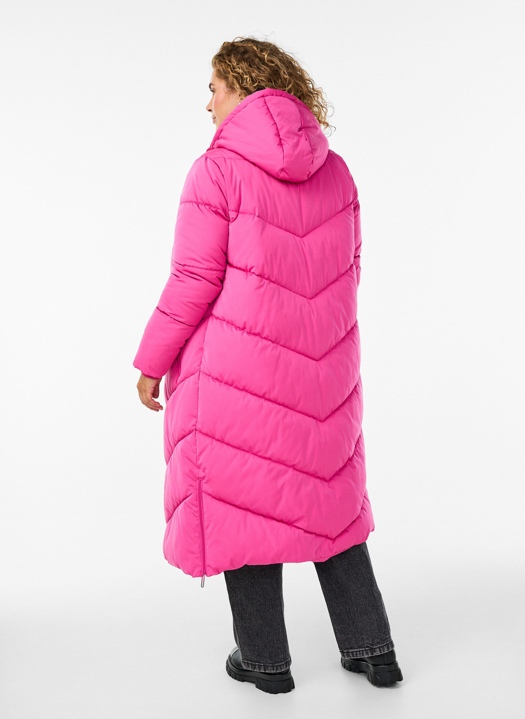 ZizziPitk&auml; toppatakki, jossa huppu ja taskut, Vaaleanpunainen, Model image number 1