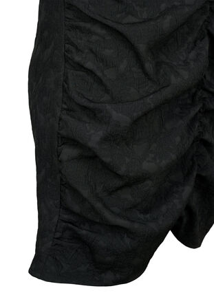 Lyhythihainen, teksturoidusta kankaasta valmistettu laskostettu mekko, Black, Packshot image number 3