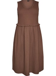 Hihaton puuvillainen midimekko ribill&auml; ja musliinilla, Ruskea