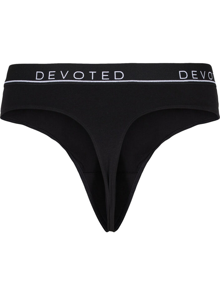 Puuvillaiset stringit normaalilla vyötäröllä, Musta, Packshot image number 1