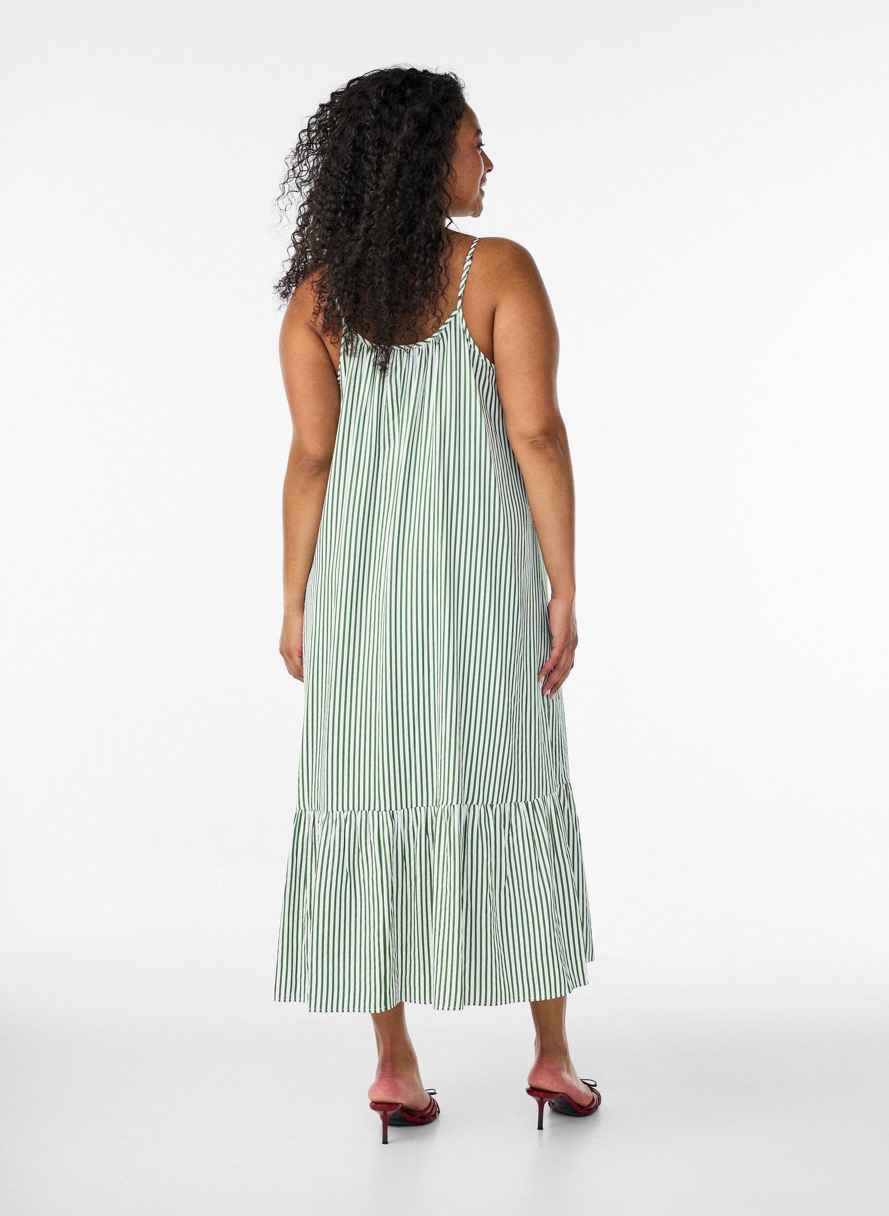ZizziRaidallinen ja A-linjainen kes&auml;mekko, Vihre&auml;, Model image number 1