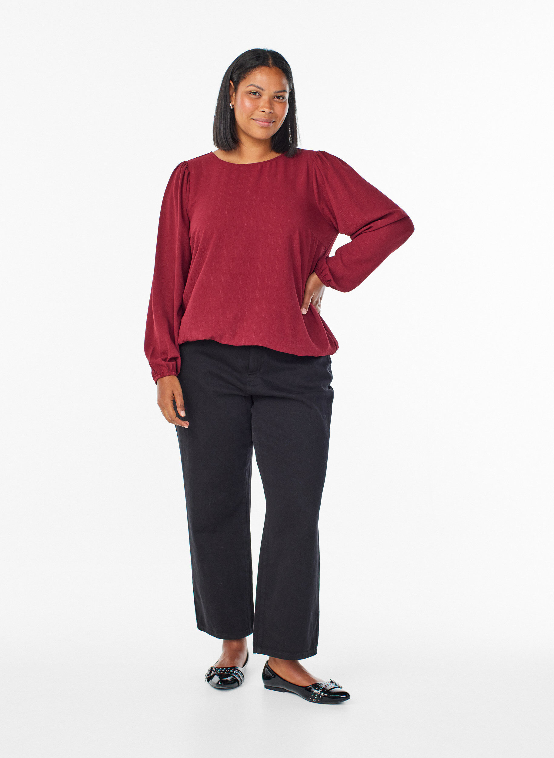 ZizziPaljettipusero kimalteilla, Tumma Bordeaux, Model image number 1
