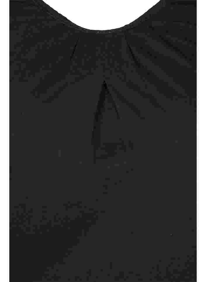 Yksivärinen puuvillapusero 3/4-hihoilla , Black, Packshot image number 2