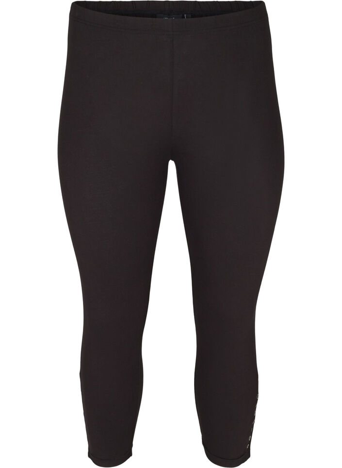 3/4-leggingsit napeilla, Musta, Packshot image number 0