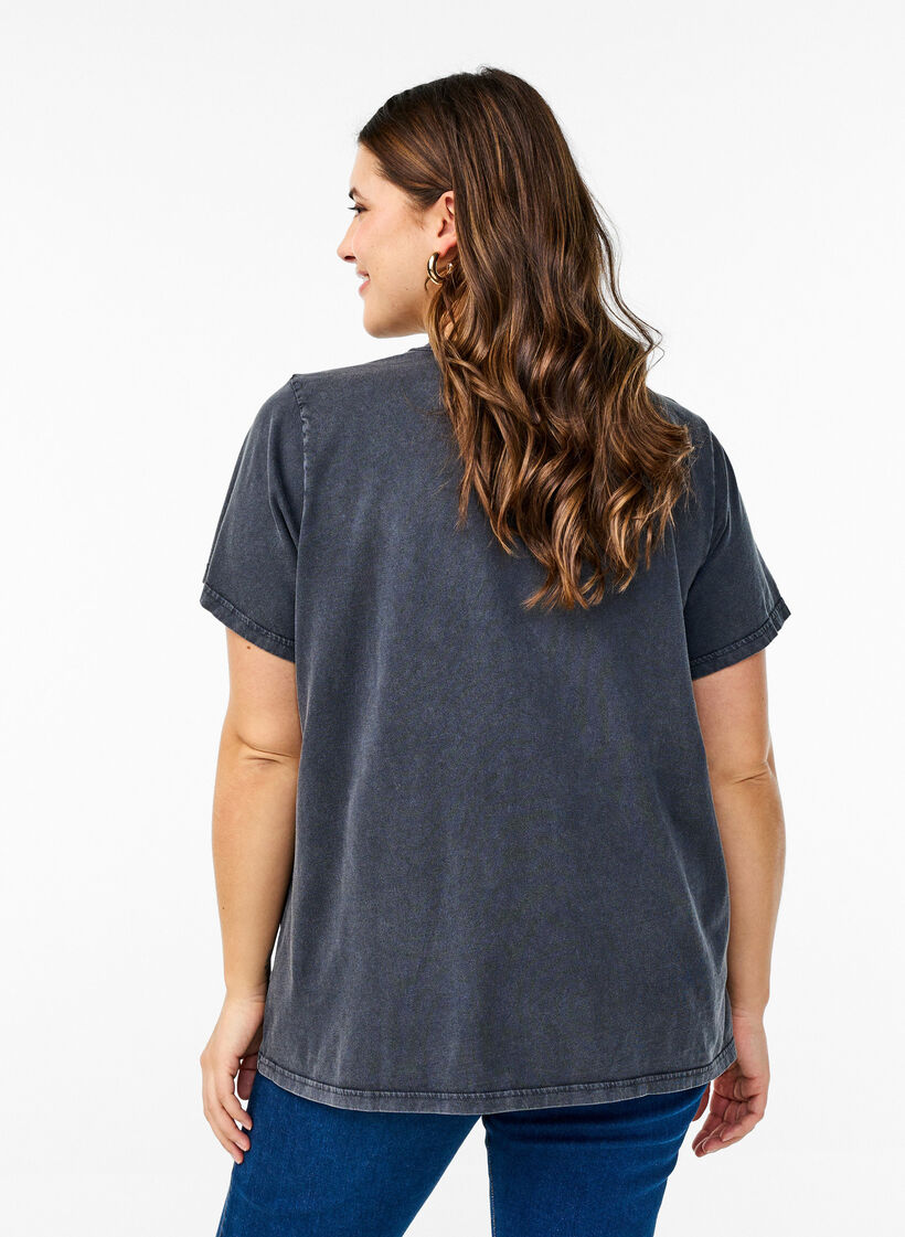 T-paita luomupuuvillasta graafisella printillä, Harmaa, Model image number 2