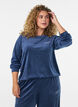 Velourpusero kirjailulla tekstill&auml;, Sininen, Model image number 0