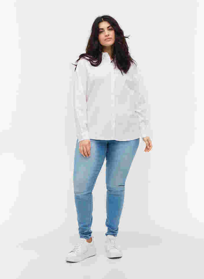 Pitkähihainen paita puuvillasta , Bright White, Model image number 2