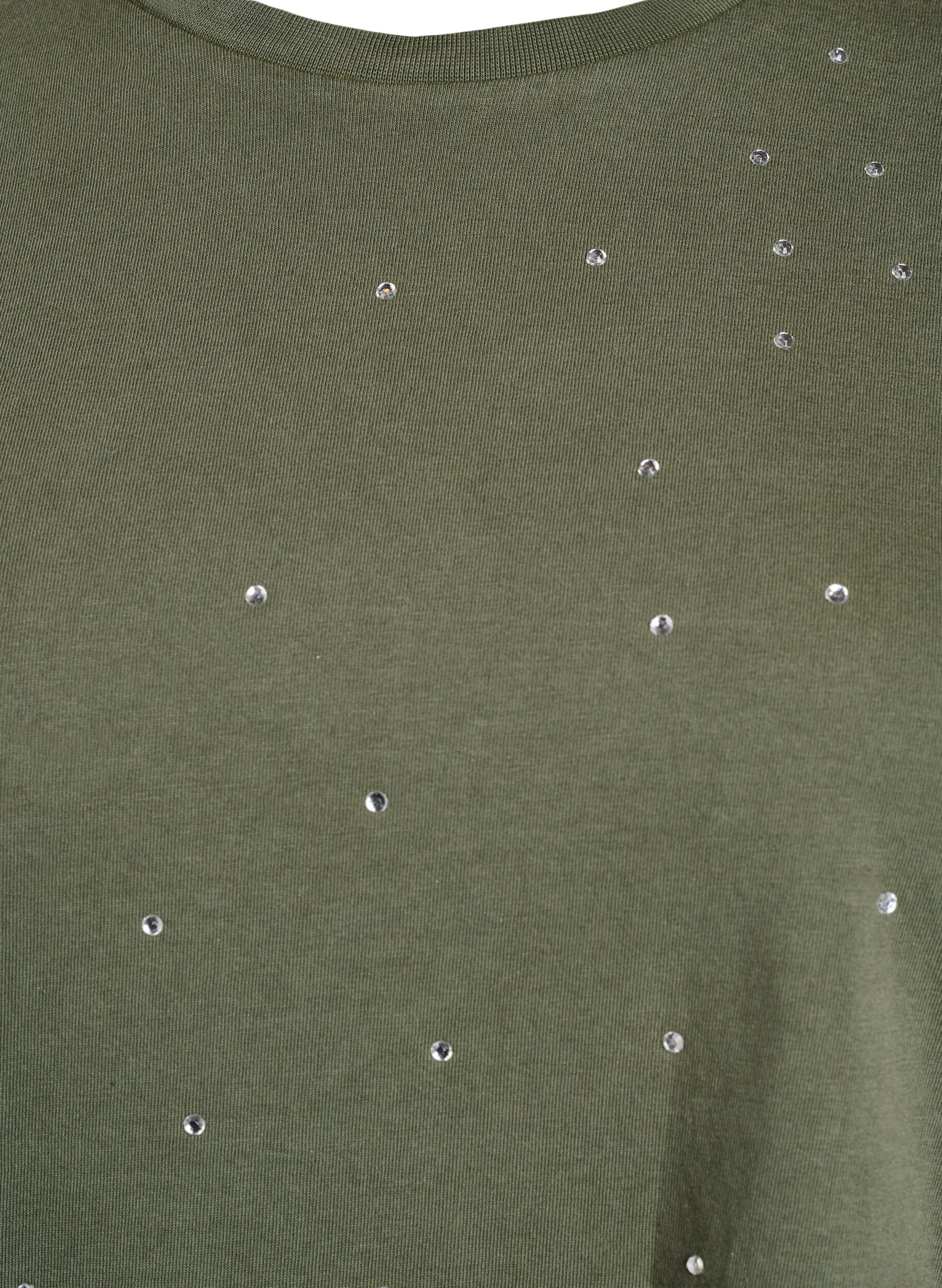 Zizzi T-paita luomupuuvillasta, jossa on siisti printti, Vihre&auml;, Packshot image number 2