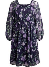 Pitk&auml;hihainen sifonkijuhlamekko, Sininen