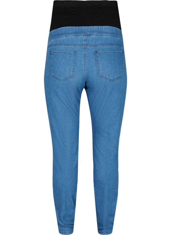 Äitiysjeggingsit takataskuilla, Blue denim, Packshot image number 1