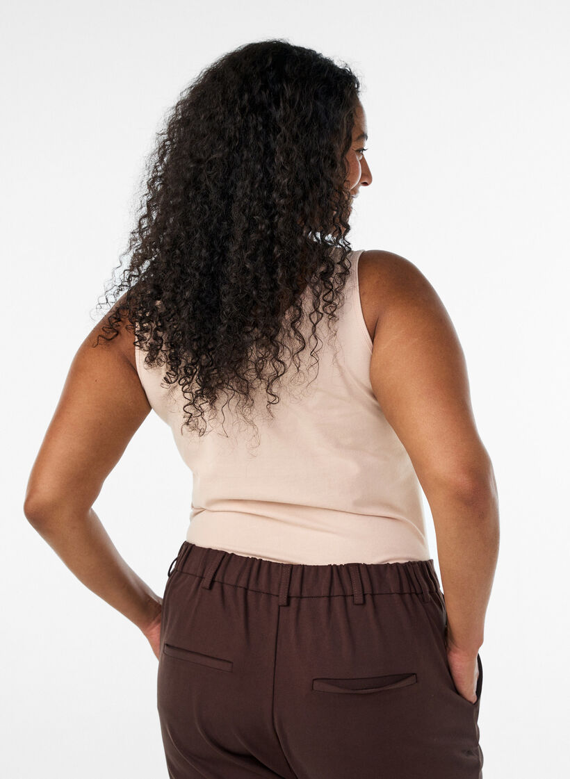 Yksiv&auml;rinen perus paita puuvillasta, Beige, Model image number 2