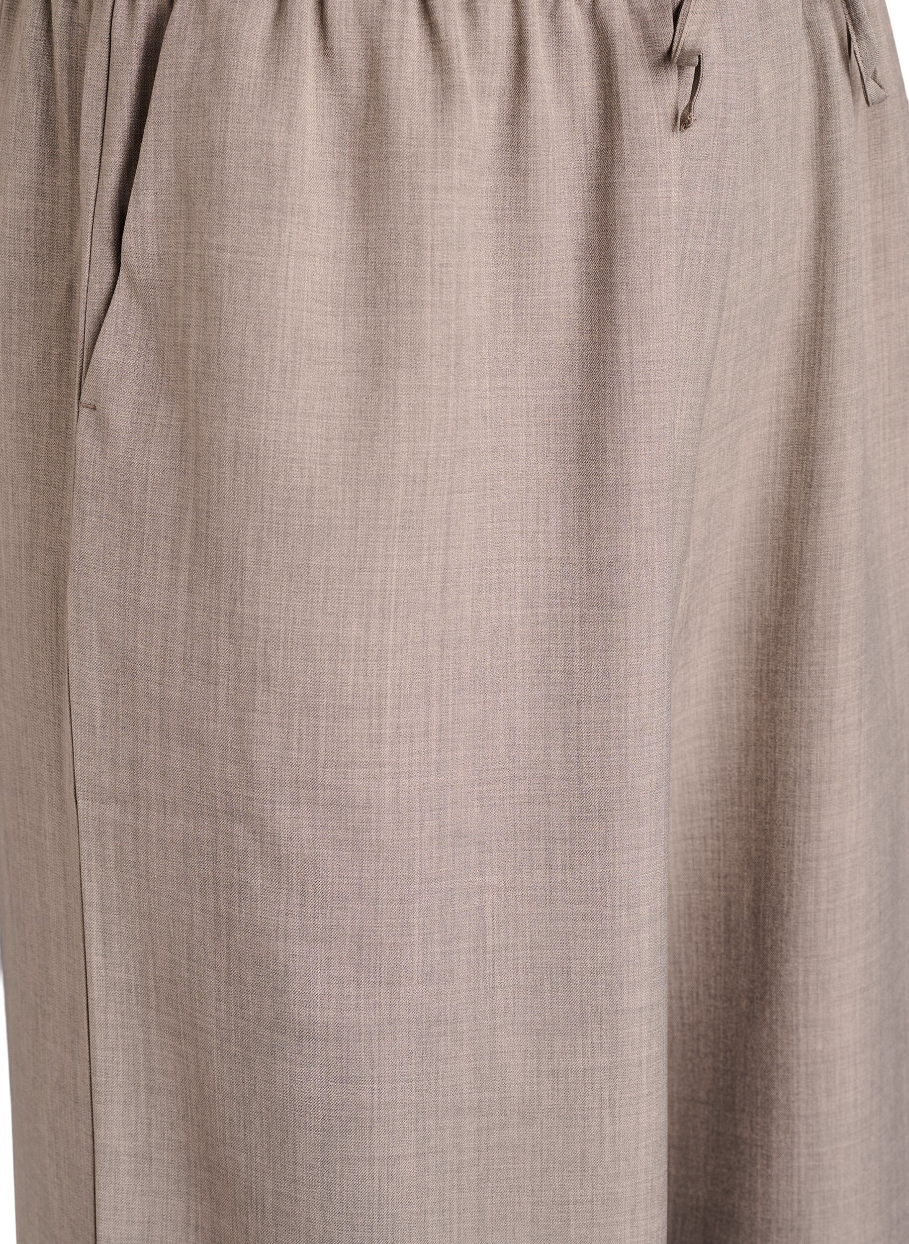 Zizzi Korkeavy&ouml;t&auml;r&ouml;iset housut leveill&auml; lahkeilla, Beige, Packshot image number 2