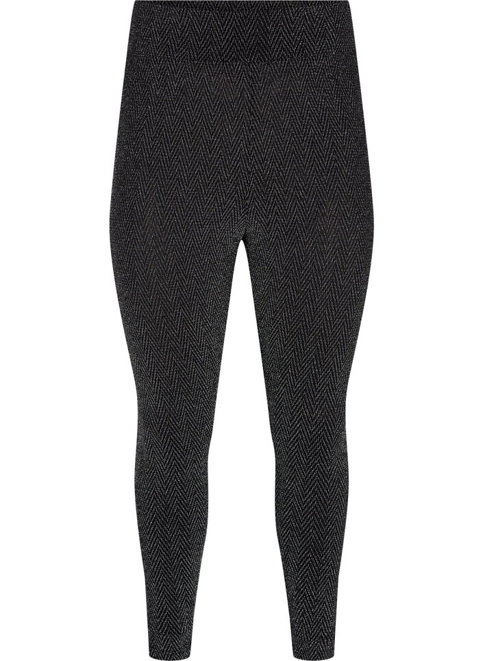 Glitterkuviolliset leggingsit, Silver ZigZagShimmer, Packshot image number 0