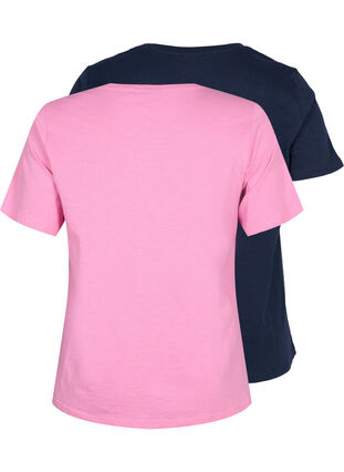 2 perus t-paitaa puuvillasta, Rosebloom/Navy B, Packshot image number 1