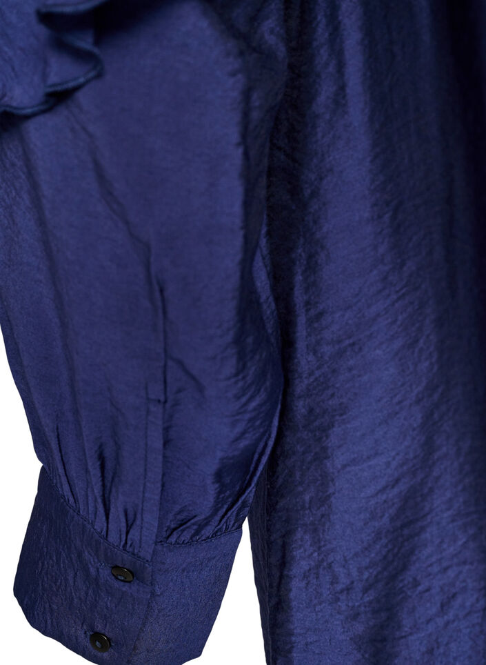 Viskoosimekko r&ouml;yhel&ouml;ill&auml; ja solmimisnauhoilla, Sininen, Packshot image number 3