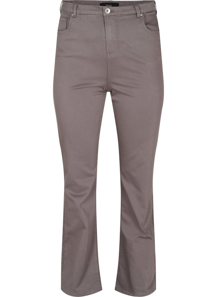 Leveälahkeiset farkut erityisen korkealla vyötäröllä, Harmaa, Packshot image number 0