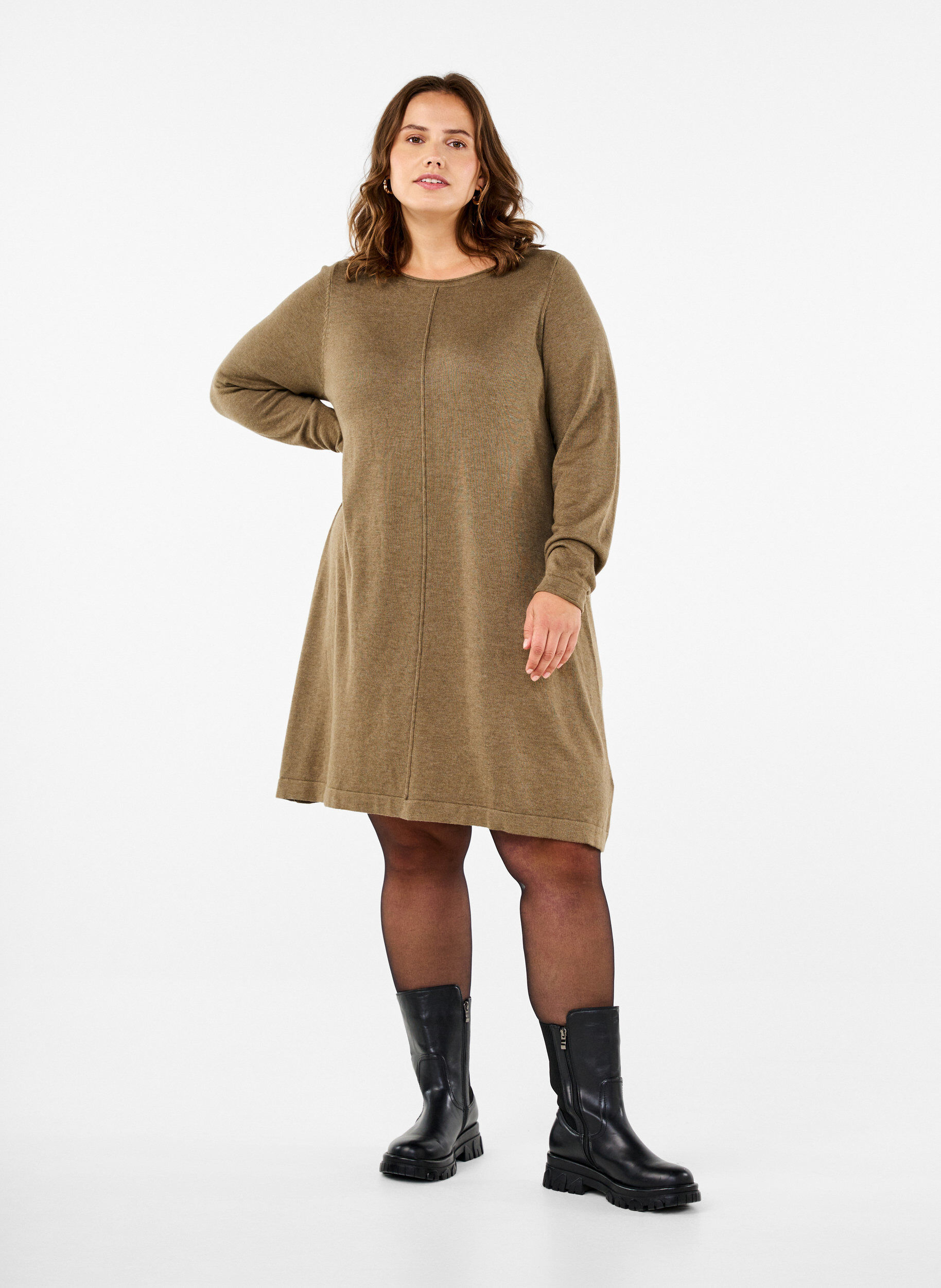 Zizzi Neulemekko puuvillaviskoosisekoitteesta, Vihre&auml;, Model image number 1