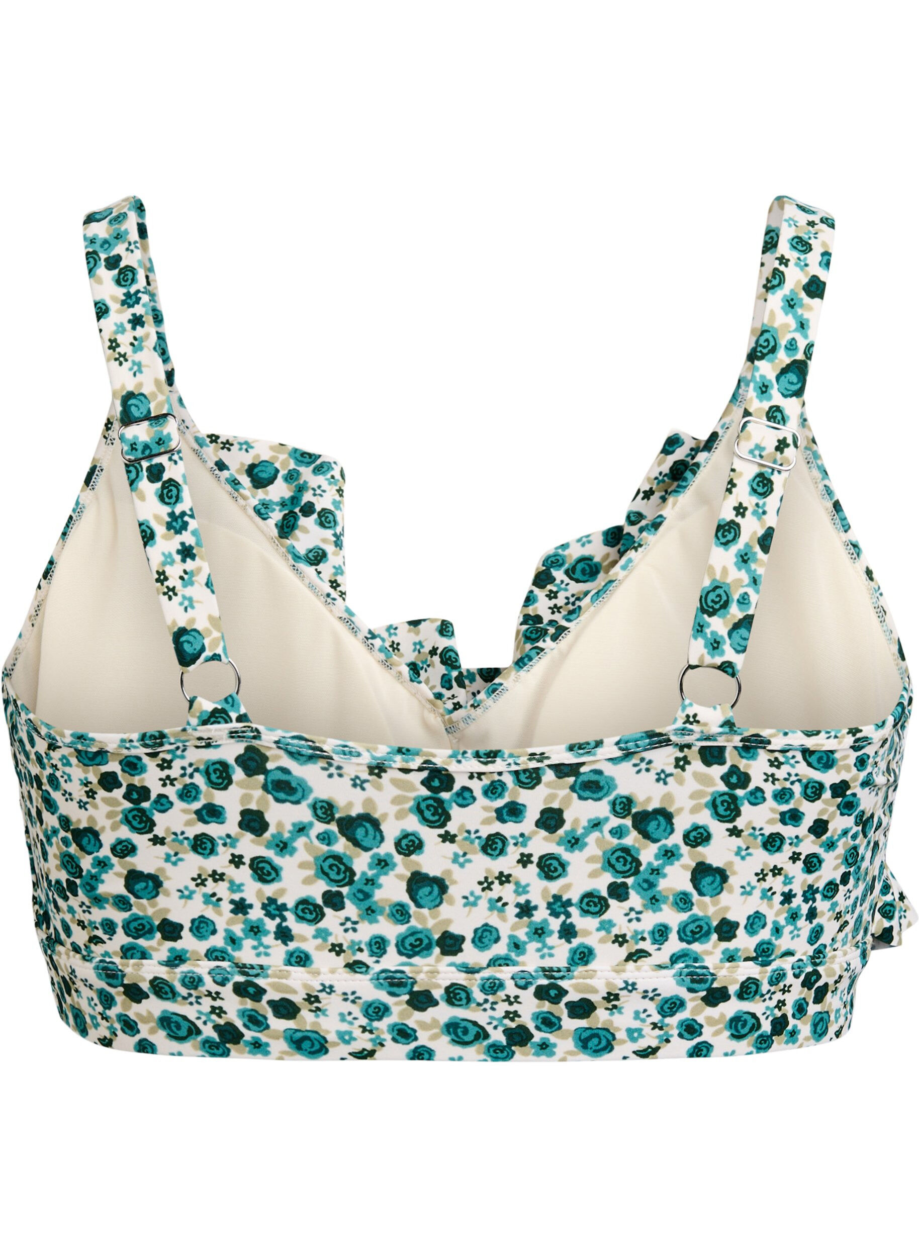 Zizzi Kukallinen bikinien yl&auml;osa r&ouml;yhel&ouml;yksityiskohdilla, Vihre&auml;, Packshot image number 1