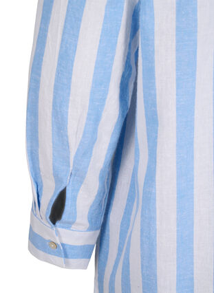 Pitkä paita pellavasta ja puuvillasta, Blue White Stripe, Packshot image number 4