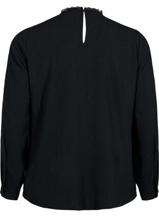 Pitkähihainen pusero, jossa on pitsinen yksityiskohta, Black, Packshot image number 1