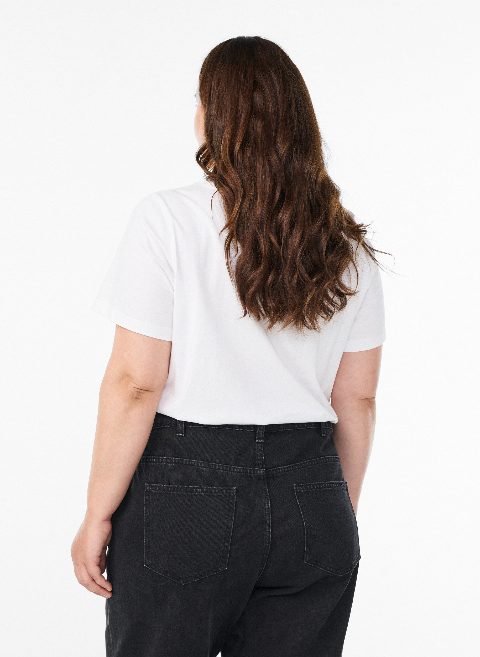 Zizzi Puuvillainen T-paita etupainatuksella, Valkoinen, Model image number 2