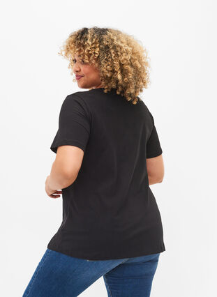 Yksivärinen perus t-paita puuvillasta, Black, Model image number 1