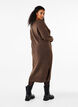 Pitk&auml;hihainen neulemekko, jossa on V-p&auml;&auml;ntie, Ruskea, Model image number 1