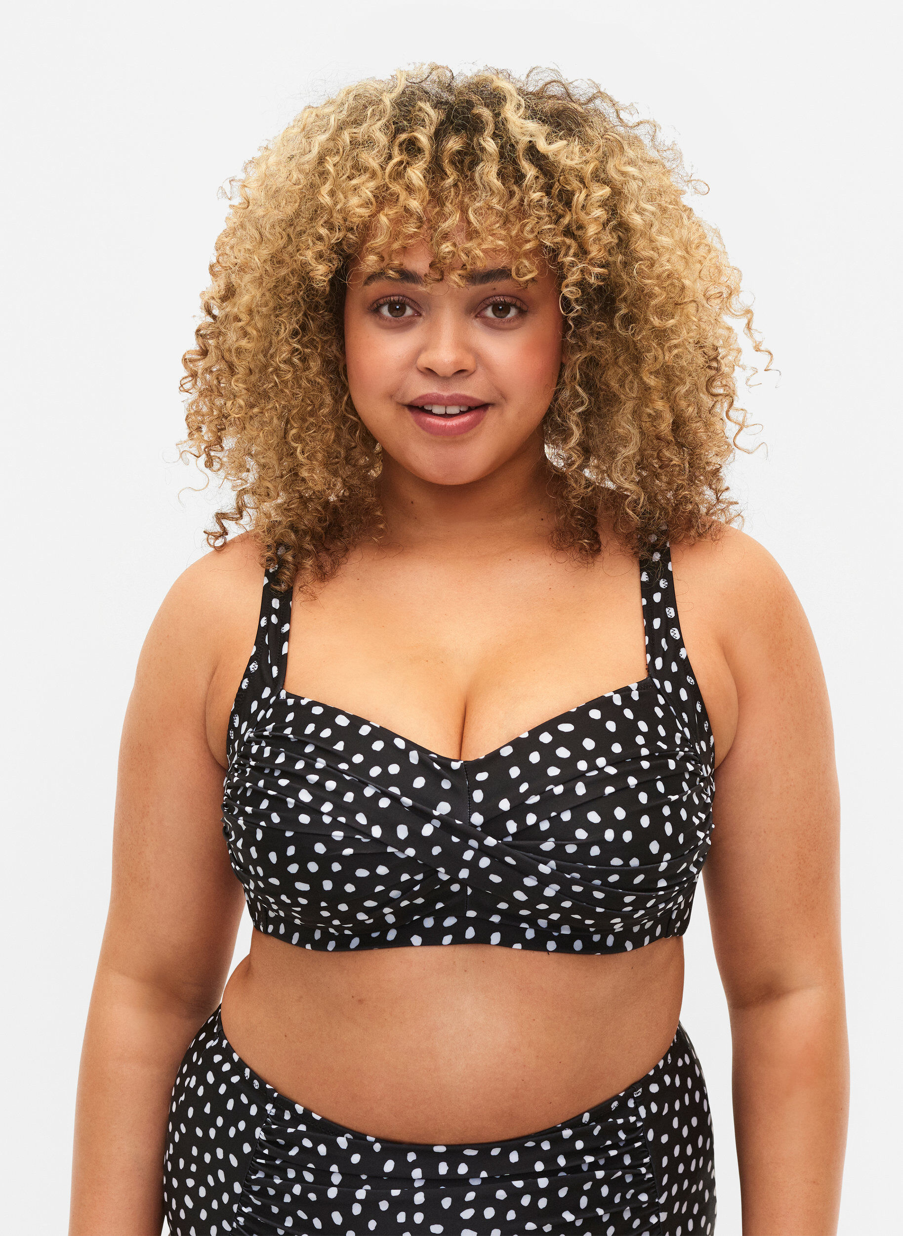 Zizzi Bikiniyl&auml;osa kuosilla, Black White Dot, Model image number 0