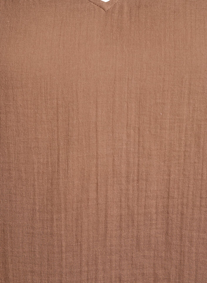 Hihaton toppi puuvillamusliinista, jossa on r&ouml;yhel&ouml;it&auml;, Ruskea, Packshot image number 2