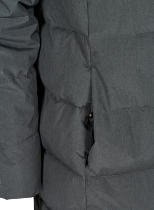 Pitkä puffer-talvitakki hupulla, Dark Grey Melange, Packshot image number 3
