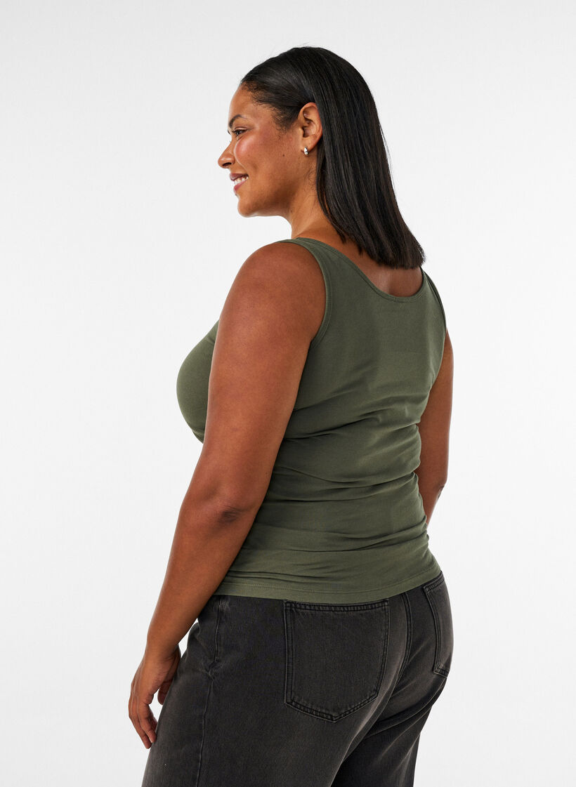 Yksiv&auml;rinen perus paita puuvillasta, Vihre&auml;, Model image number 2