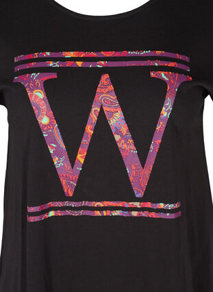 Puuvillainen t-paita värikkäällä printillä , Black W, Packshot image number 2