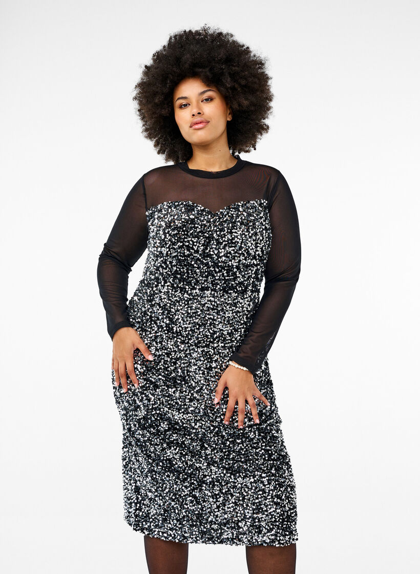 Glittermekko paljeteilla, Black w. Silver, Model image number 0