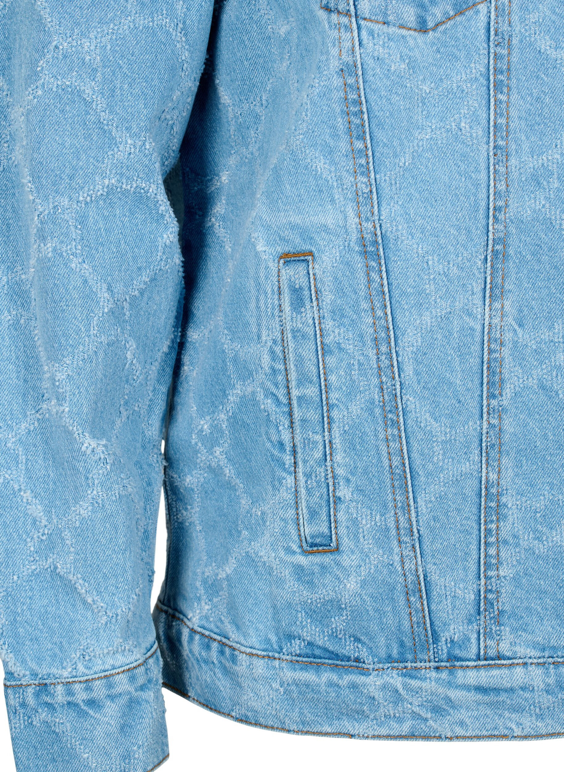 Zizzi Farkkutakki h&auml;ivytetyll&auml; kuviolla, Blue denim, Packshot image number 3