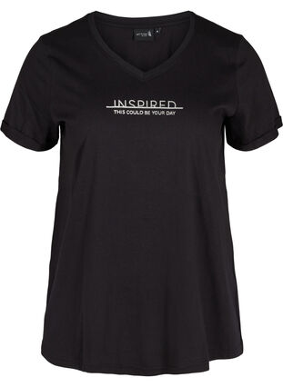 Puuvillainen t-paita treeniin painatuksella, Black Inspired, Packshot image number 0