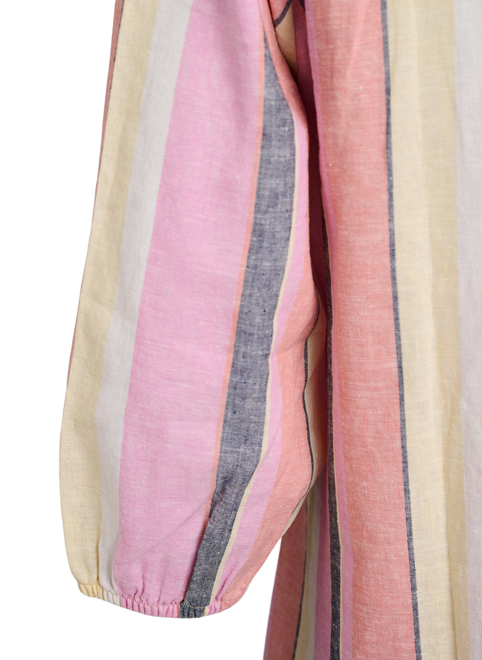 Zizzi Lyhyt mekko pellavasta ja viskoosista, 3/4-hihoilla., Keltainen, Packshot image number 3