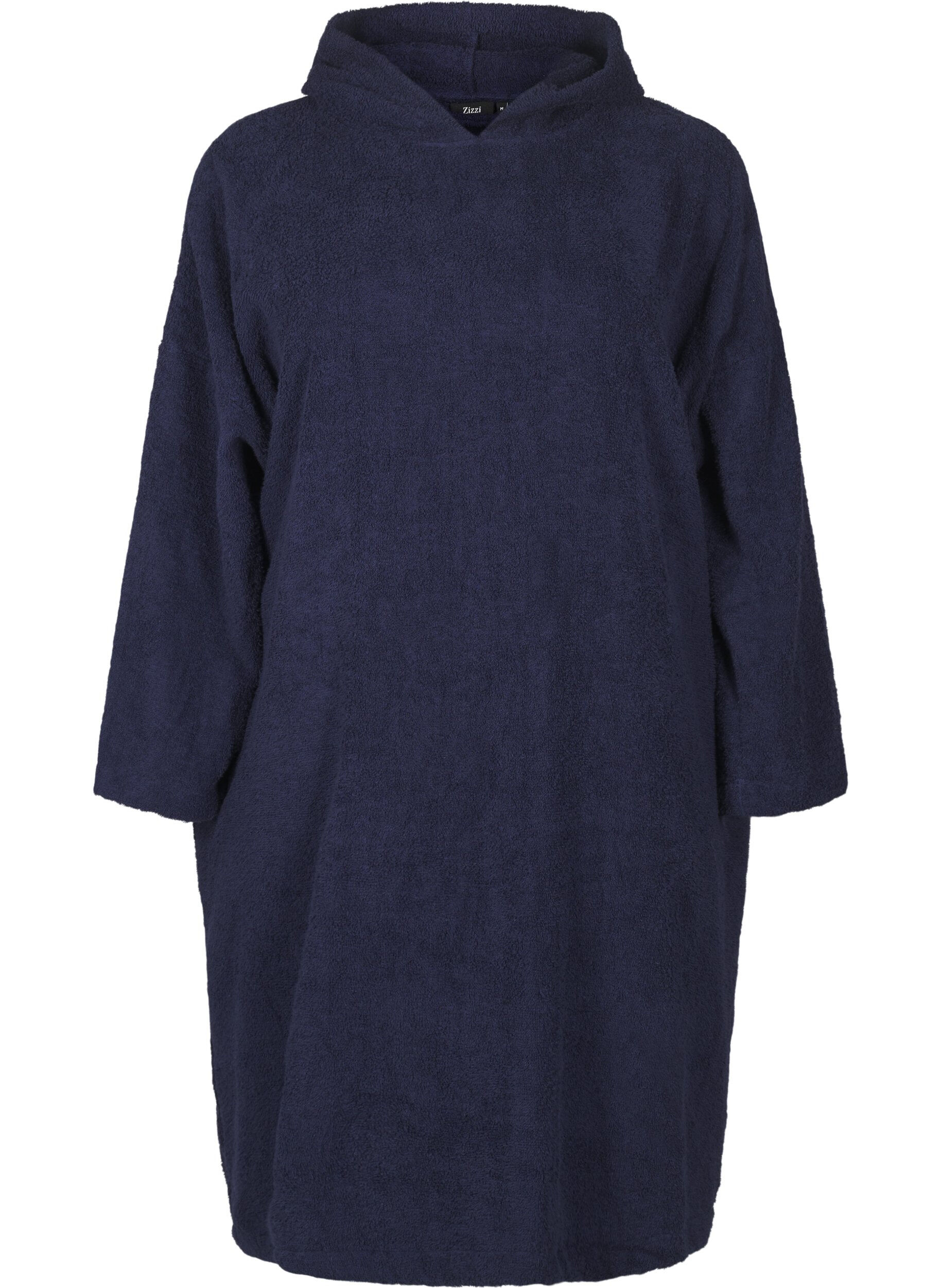 Zizzi Terry-poncho hupulla, Navy Blazer, Packshot image number 0